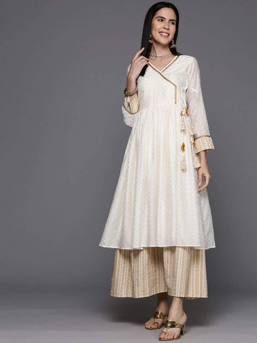 Ahalyaa Women's Traditional wear Ethnic Dress - Off White
