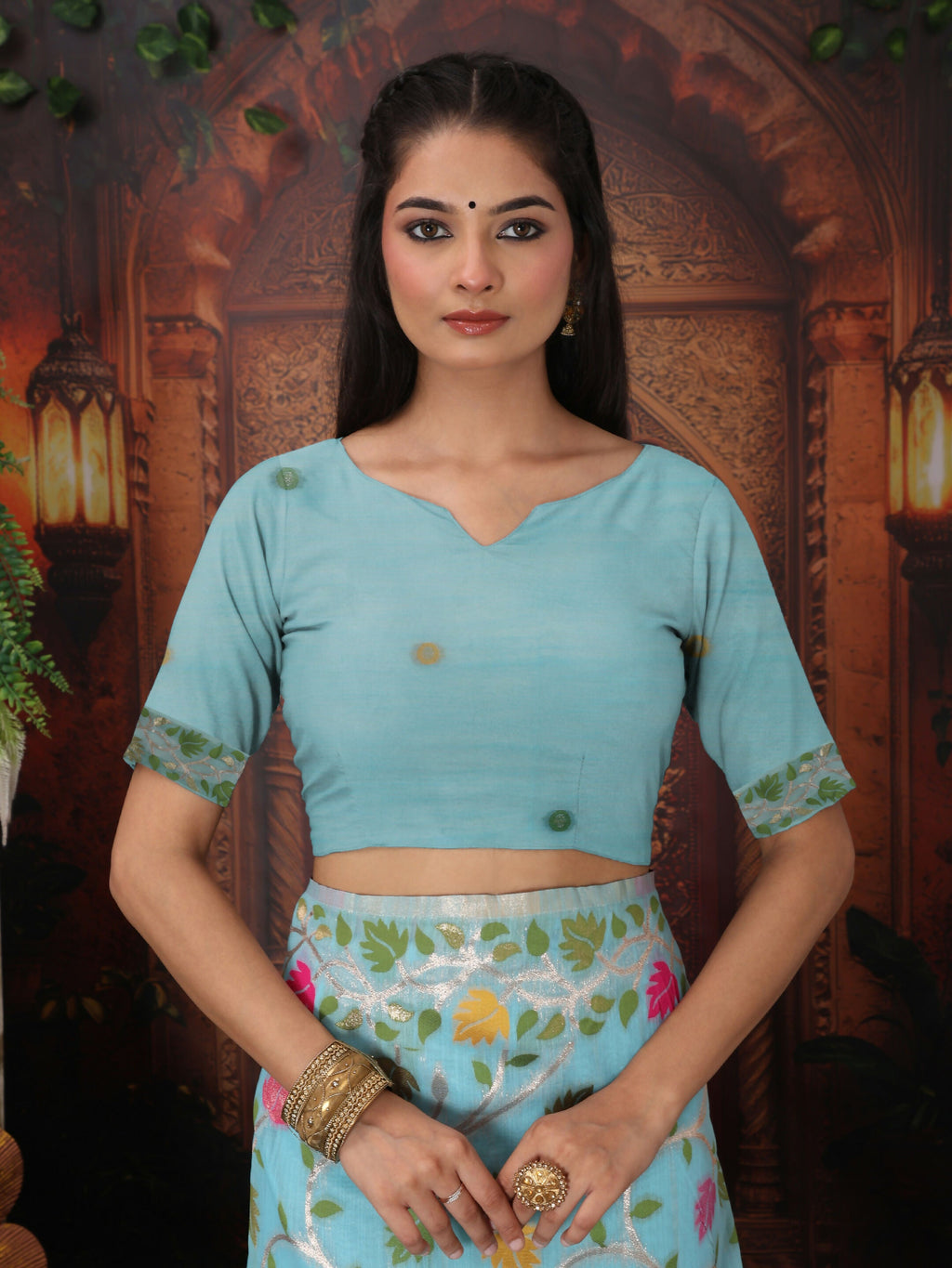 Shree Shyam Fashion Linen Cotton Sky Blue Saree