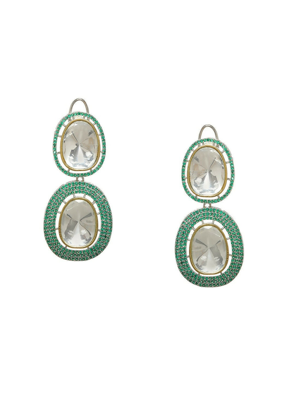 Green Dual Earrings- Ruby Raang