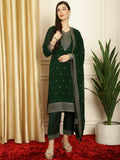 Jyoti Fashion Women's Green Georgette Resham Thread & Sequin Kurta with Trouser & Dupatta