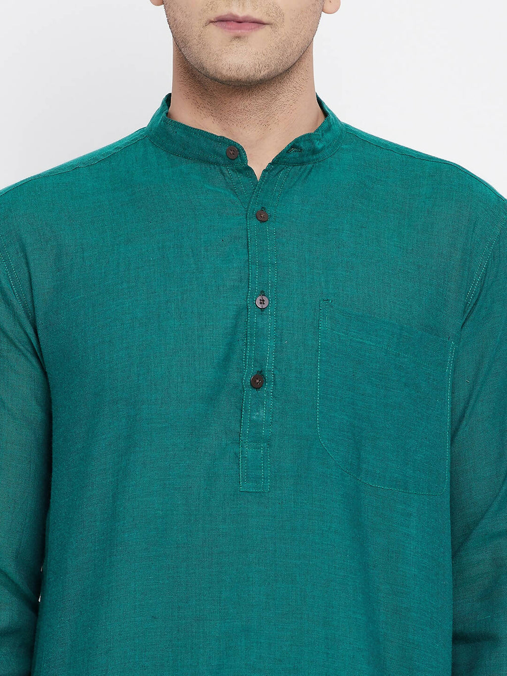 Even Apparels Green Rayon Men's Kurta With Band Collar