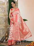 Shree Shyam Fashion Linen Cotton Red & White Saree