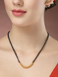 NVR Women's Gold-Polished Black Beaded Mangalsutra