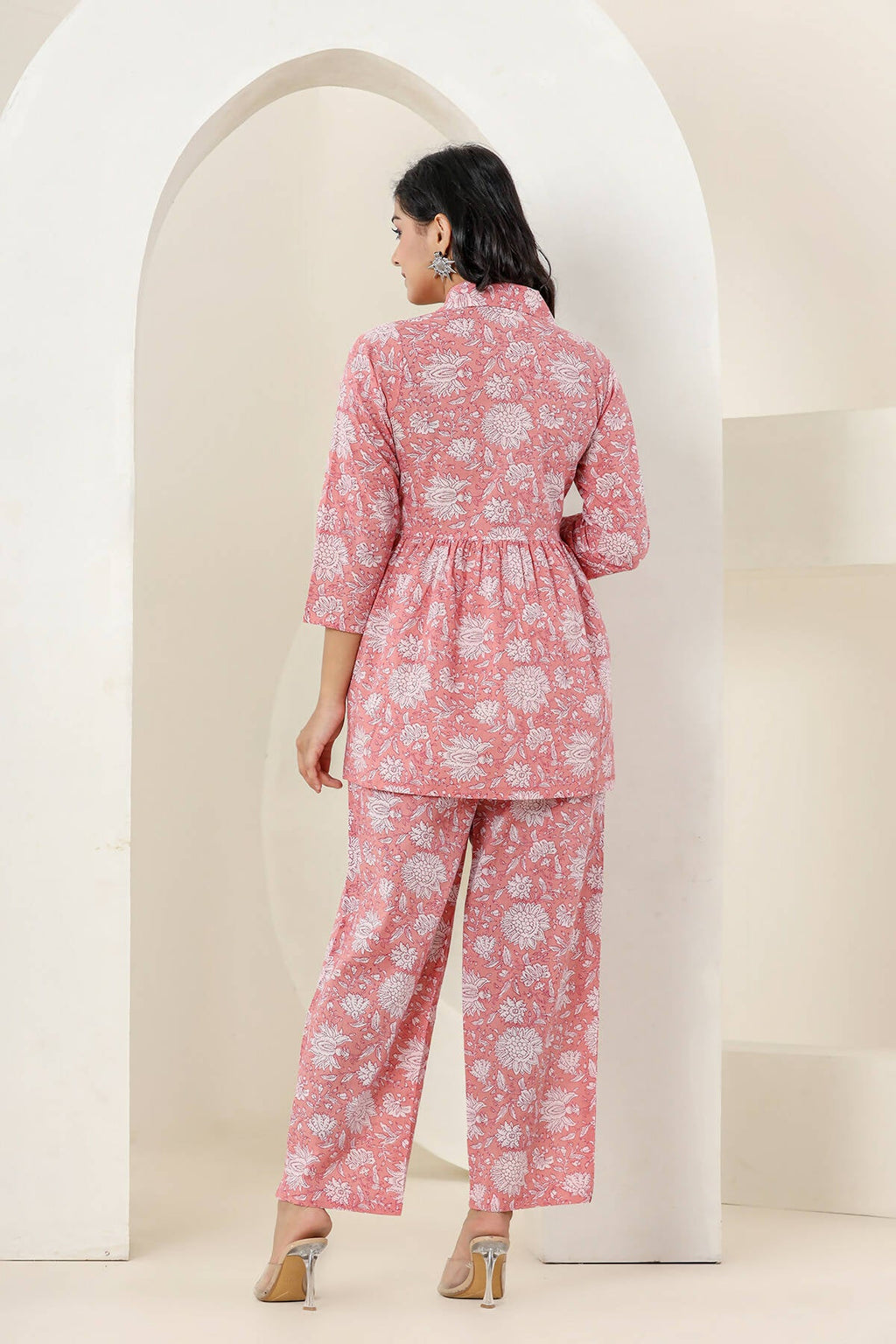 Kaajh Women's Pink Printed Cotton Co-ord Set