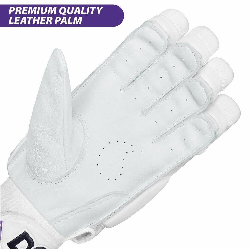 DSC Krunch 7.0 Men's Leather Right Hand Cricket Batting Gloves - Size Small (White Orange)