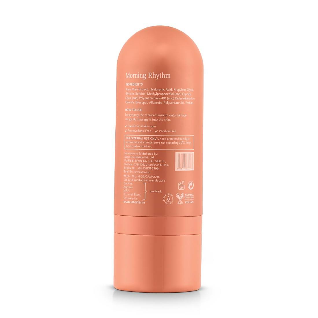 Oteria Luxury Rosette Face Mist Toner with Rose Water & Hyaluronic Acid, Toning Solution For Glowing Skin