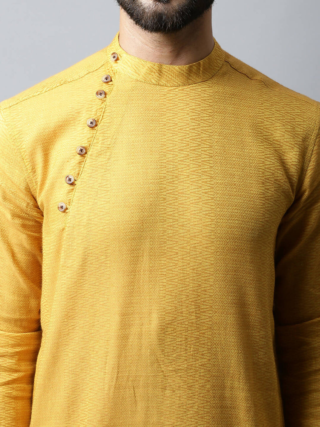 Even Apparels Yellow Color Pure Cotton Men's Kurta With Side Placket (SLD1192)