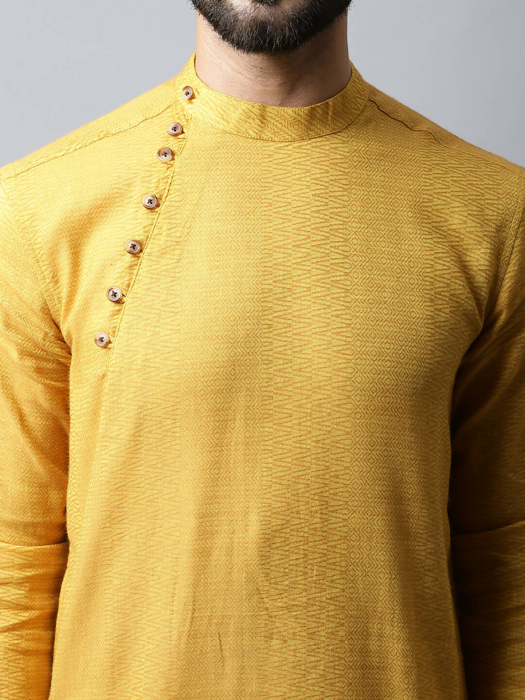 Even Apparels Yellow Color Pure Cotton Men's Kurta With Side Placket (SLD1192)