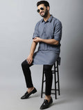 Even Apparels Grey Color Pure Cotton Solid Men's Kurta With Shirt Collar (MMS149)
