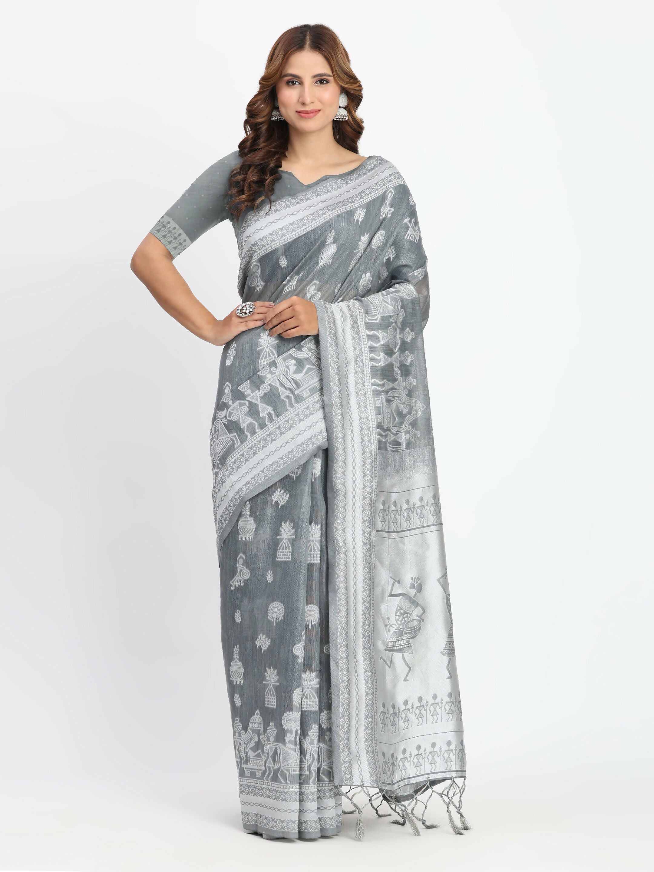 Shree Shyam Fashion Linen Cotton Pink Saree