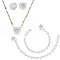 AanyaCentric Gold-Polished Mangalsutra Pendant Earring Set & Silver Plated Anklet