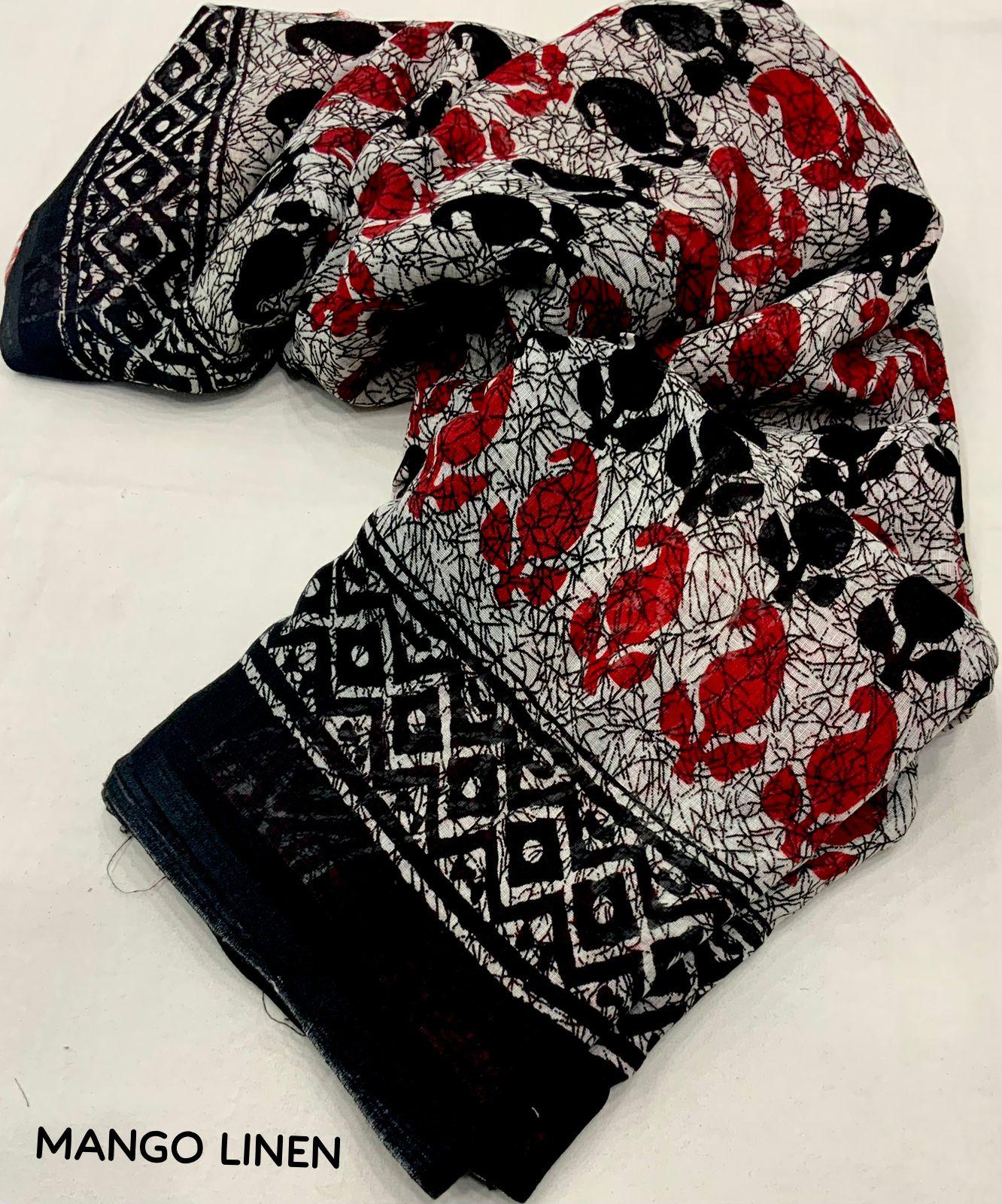 Grey Linen Blend Ethnic Motifs Saree with Unstitched Blouse - Hiral Fashion