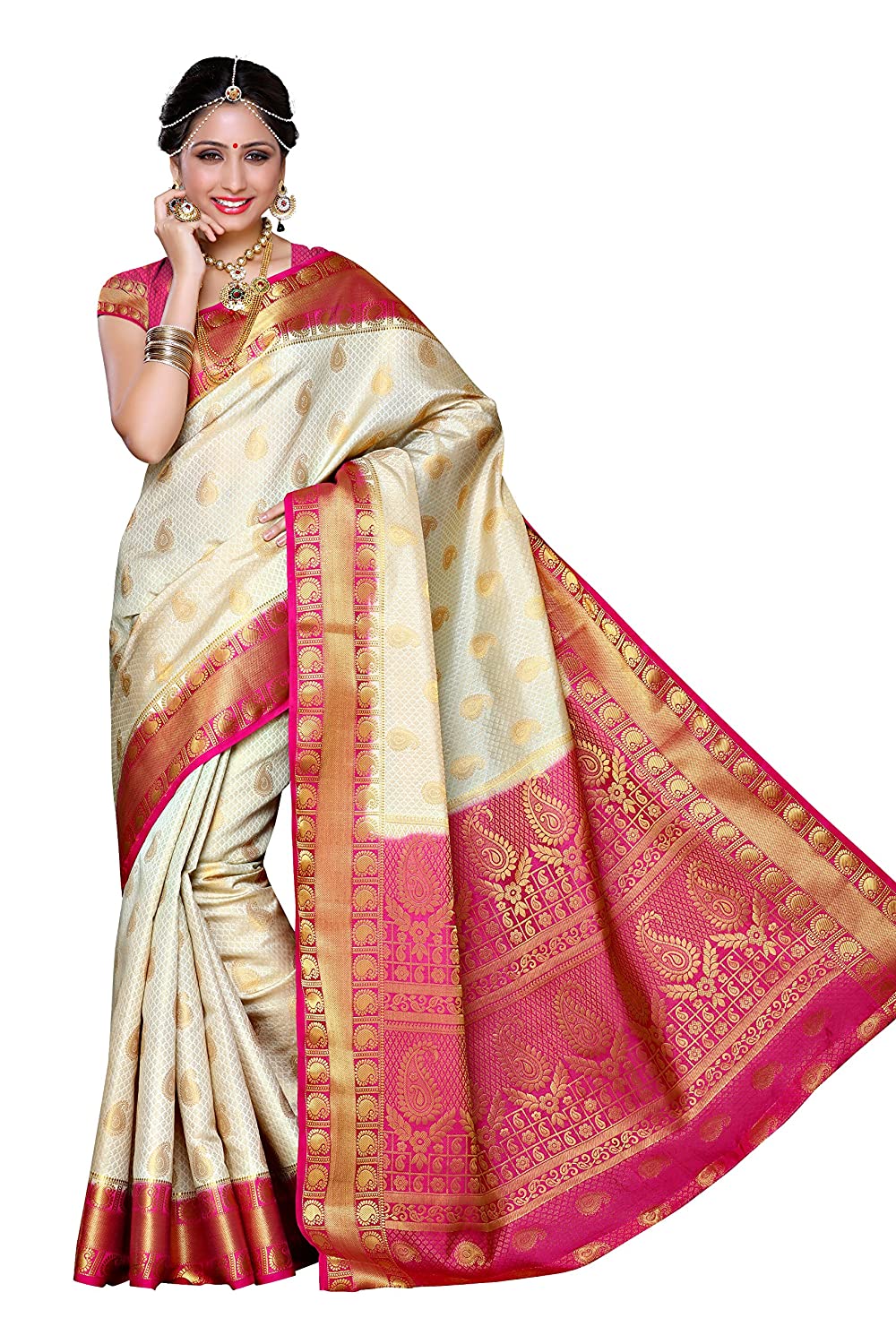 Mimosa Women's Kanchipuram Art Silk Saree With Unstitched Blouse Piece