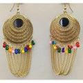 MS Fashion India Latest Traditional Gold-Polished Fashion Half Moon Earrings