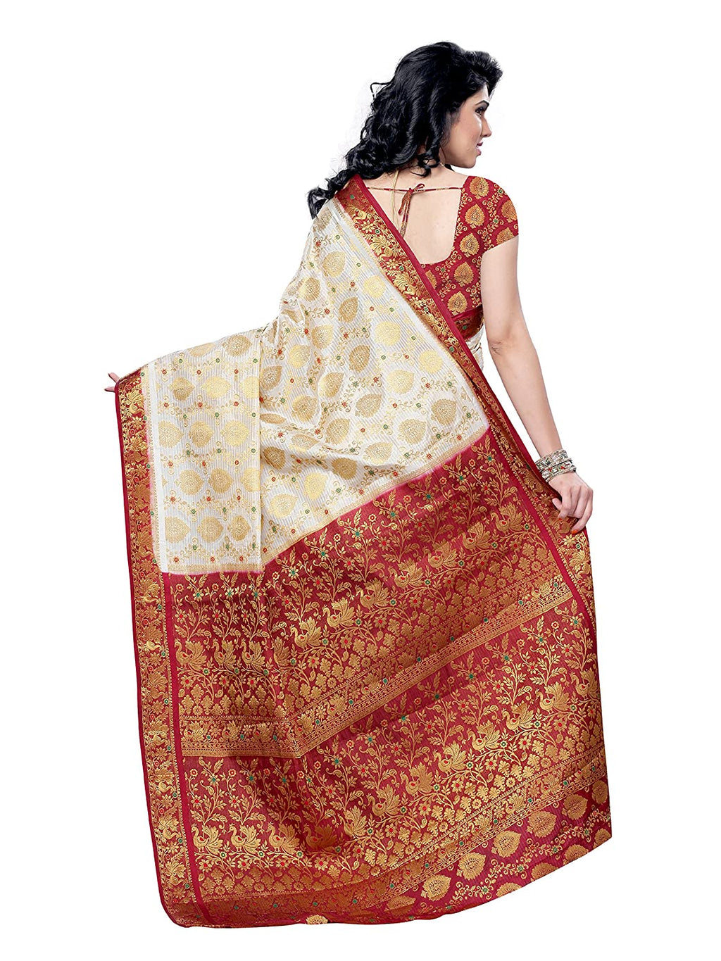 Mimosa Women's Kanchipuram Art Silk Saree With Blouse Piece