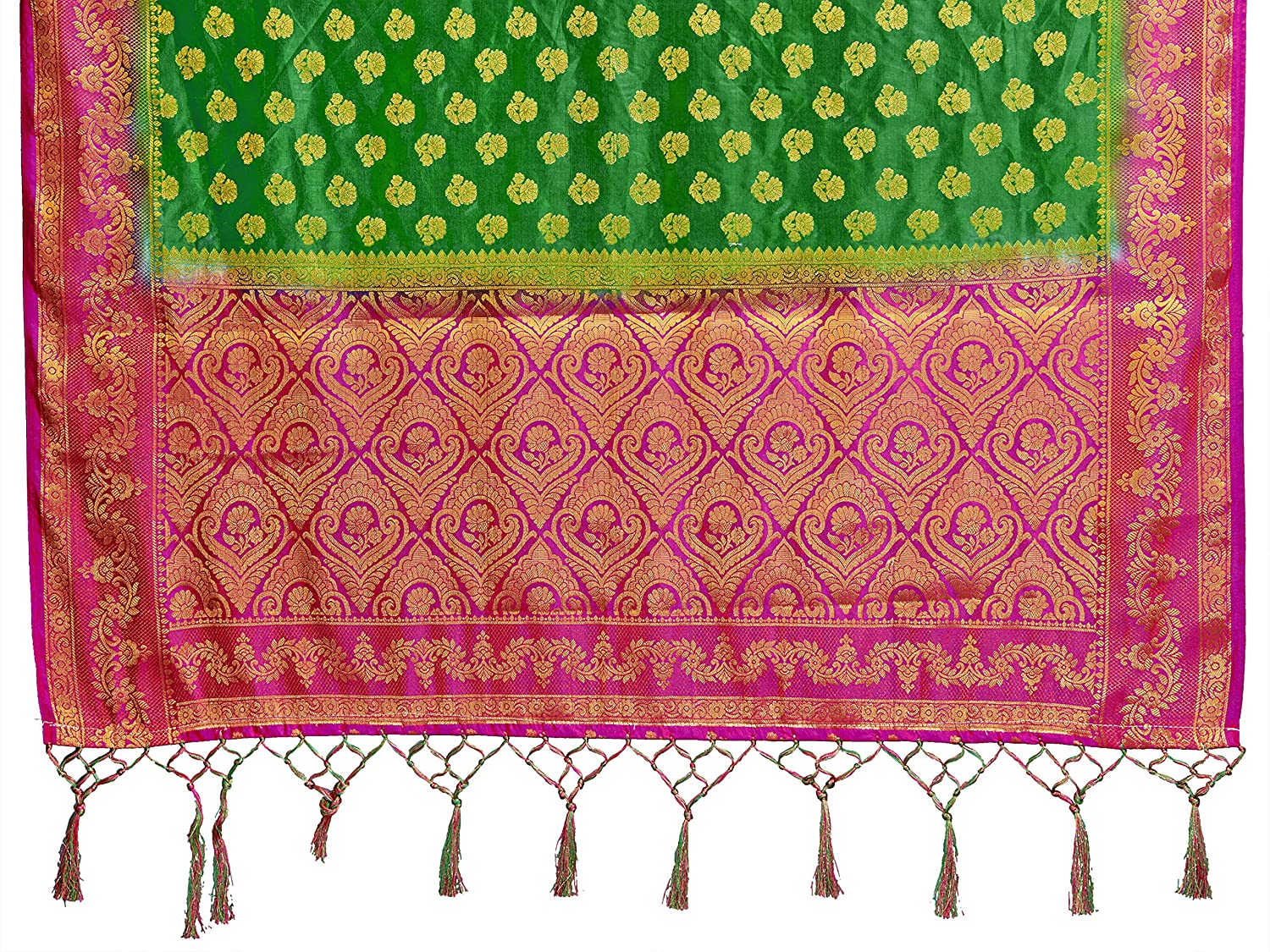 Vardha Women's Green Woven Raw Silk Banarasi Saree