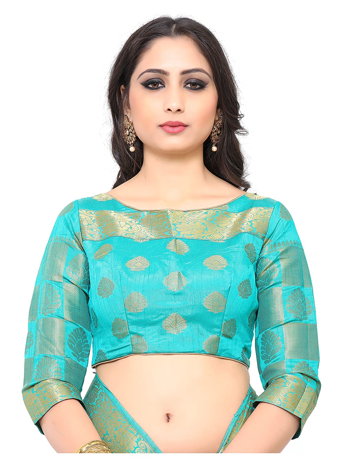 Mimosa Women's Turquoise Blue Woven Art Silk Saree With Blouse Piece