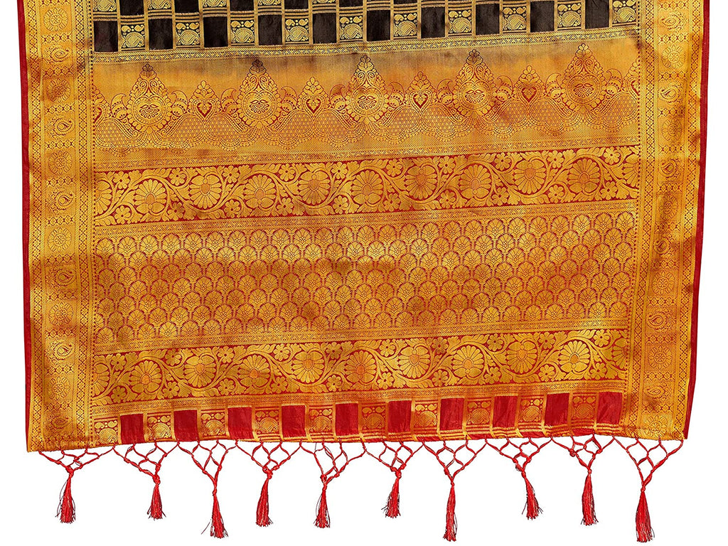 Vardha Women's Black Woven Art Silk Saree With Blouse Piece