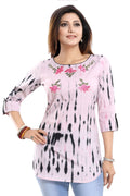 Snehal Creations Pinky Cotton Shibori Tunic With Embroidery