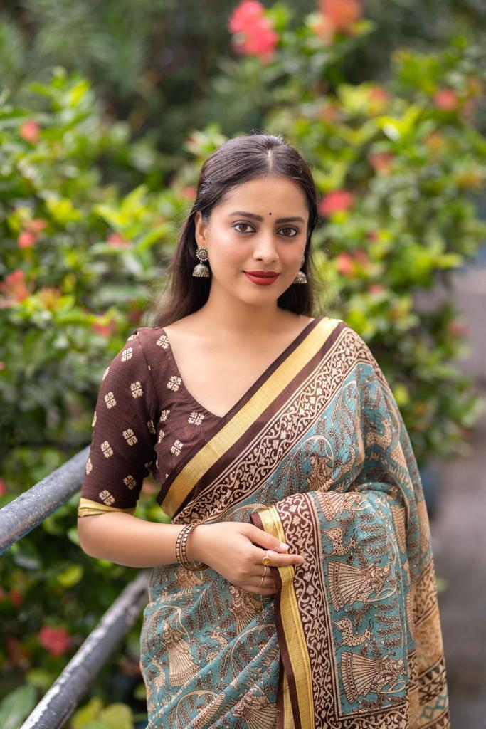 Grey Silk Blend Geometric Saree with Unstitched Blouse - Hiral Fashion