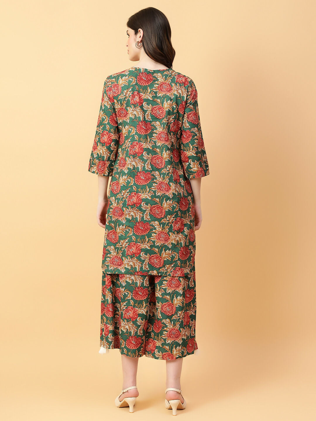Joban Fashion Green Cotton Printed & Hand Work Co-ord Set