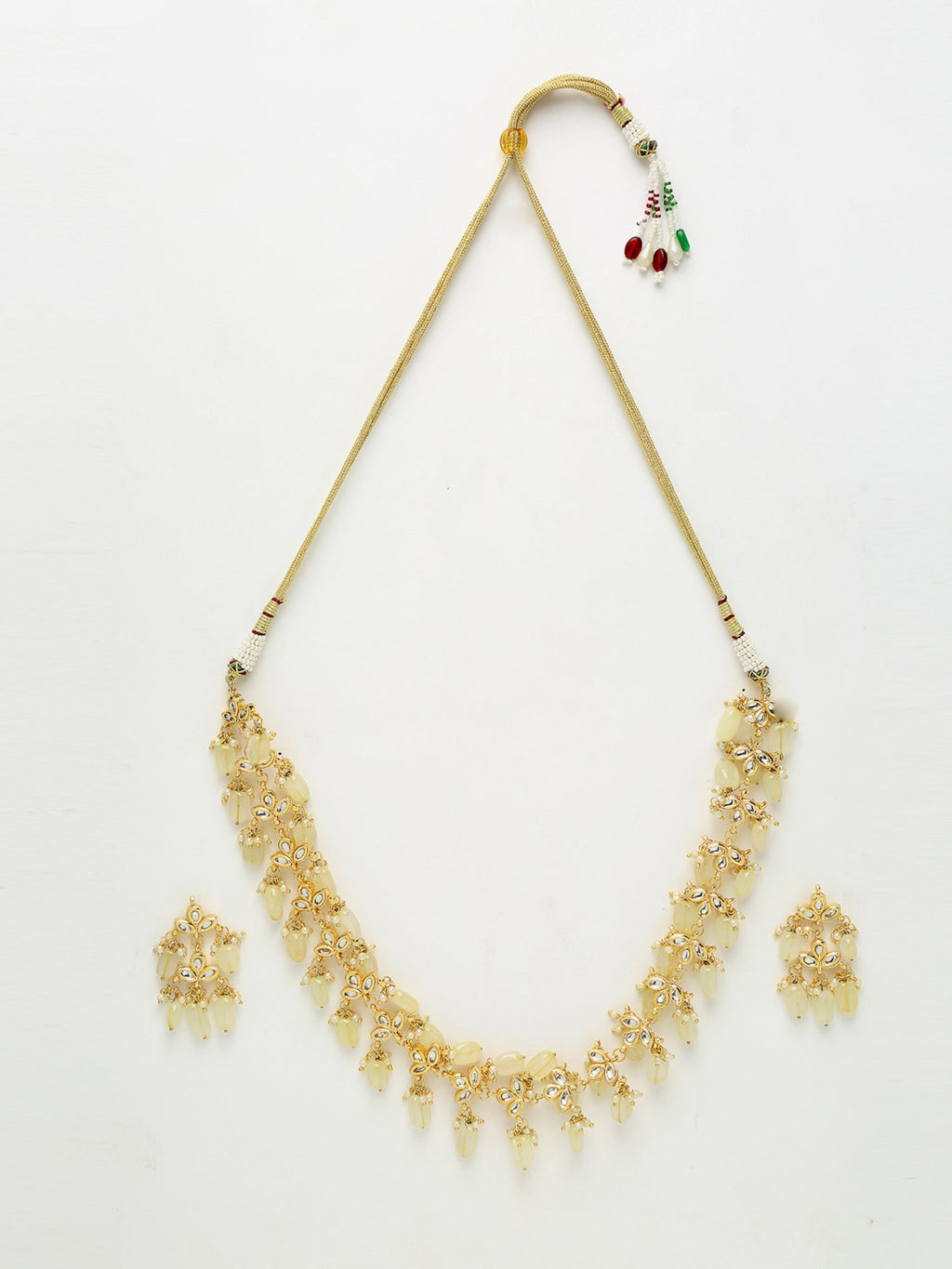 Kundan Neckpiece With Earrings - Ruby Raang