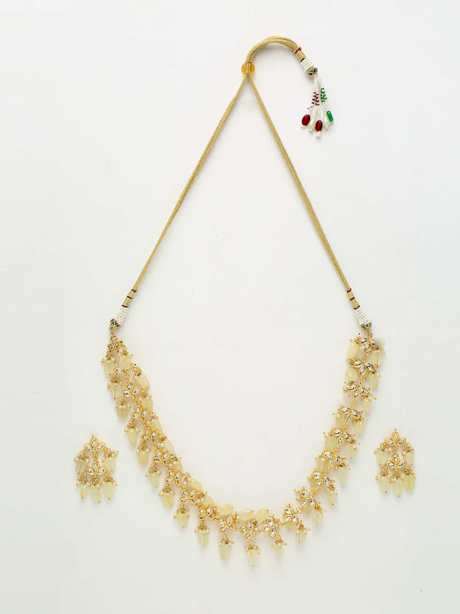 Kundan Neckpiece With Earrings - Ruby Raang