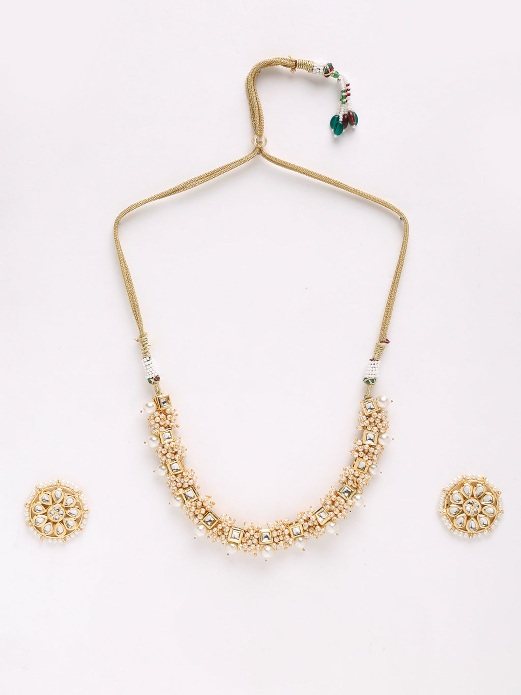 Pearl Kundan Choker With Studs - Ruby Raang