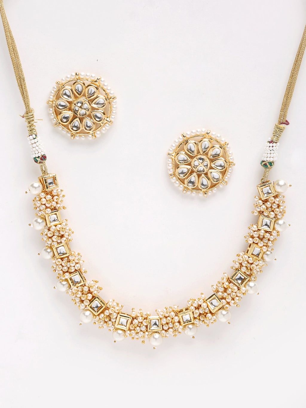 Pearl Kundan Choker With Studs - Ruby Raang