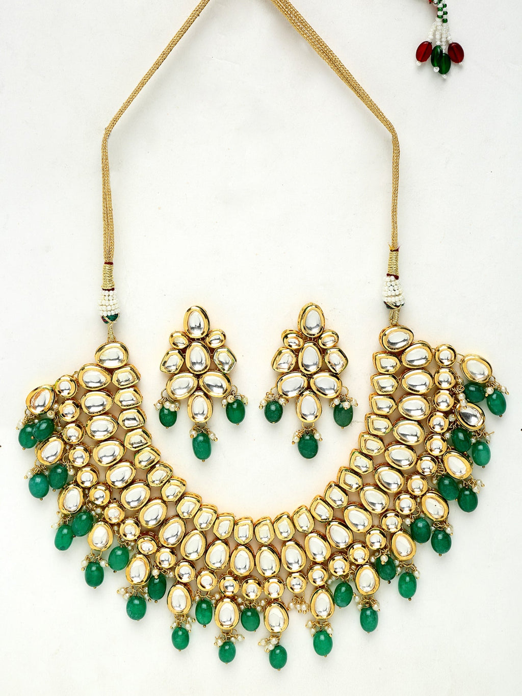 Kundan Neckpiece With Earrings - Ruby Raang