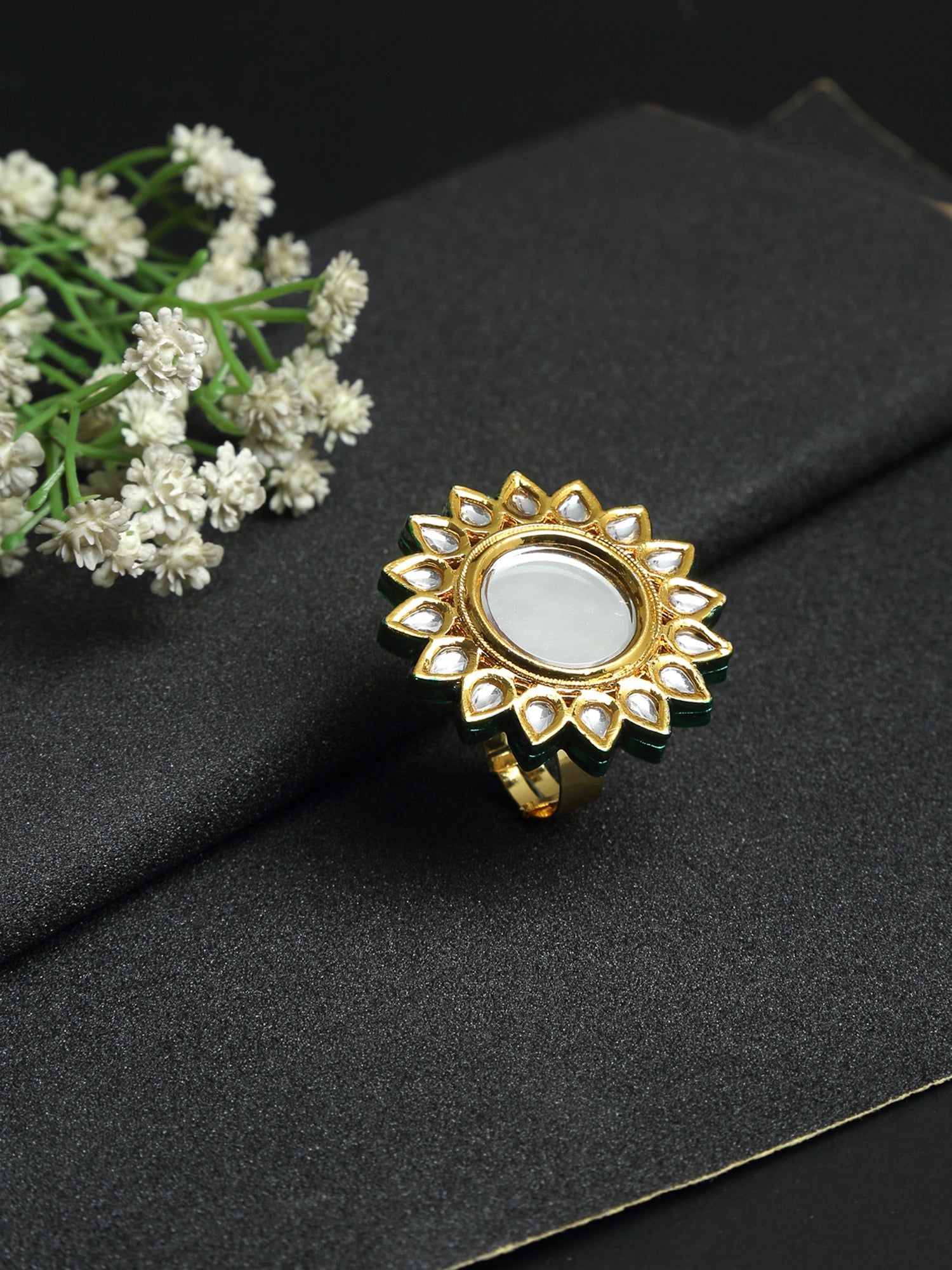 Kundan Cocktail Ring - Ruby Raang