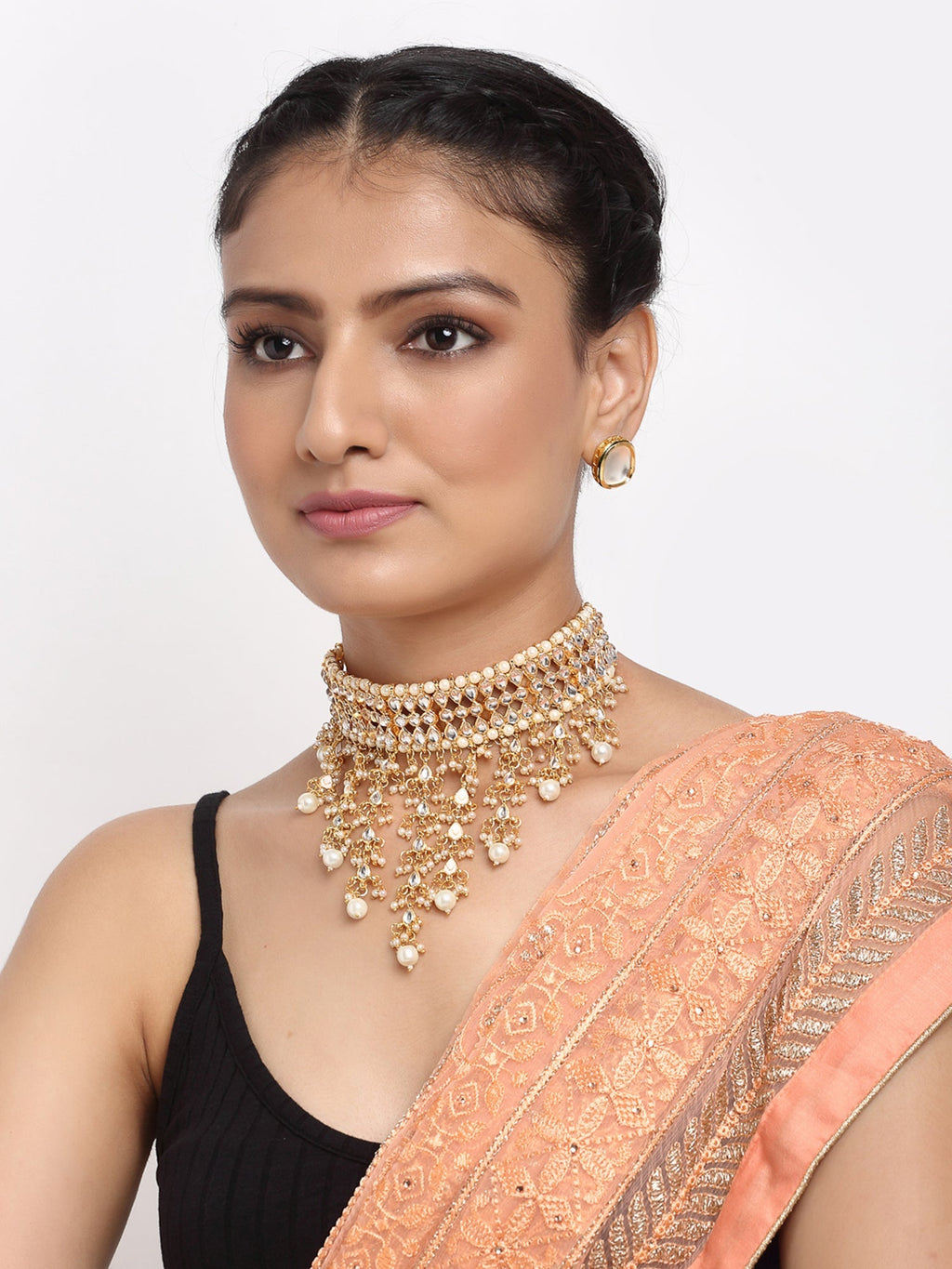 Kundan Choker With Studs - Ruby Raang