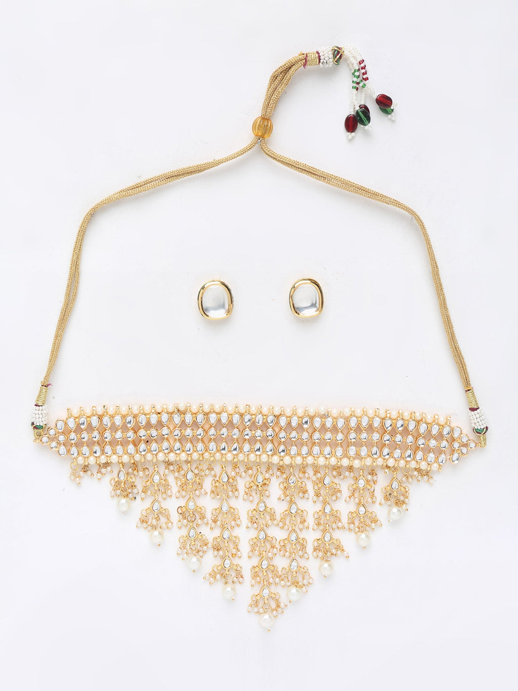 Kundan Choker With Studs - Ruby Raang