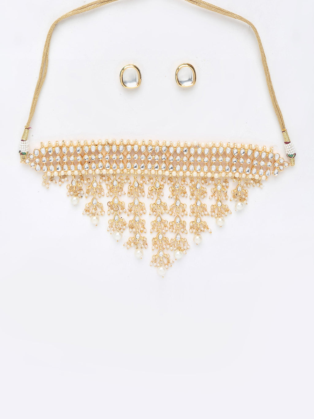 Kundan Choker With Studs - Ruby Raang