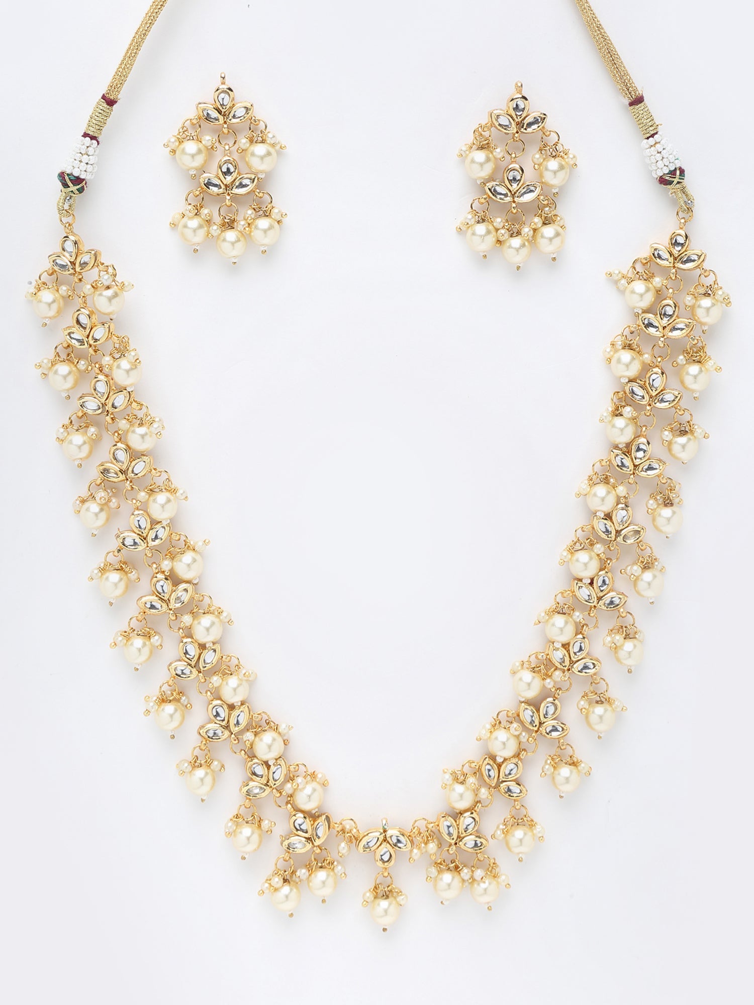 Kundan Neckpiece With Earrings - Ruby Raang