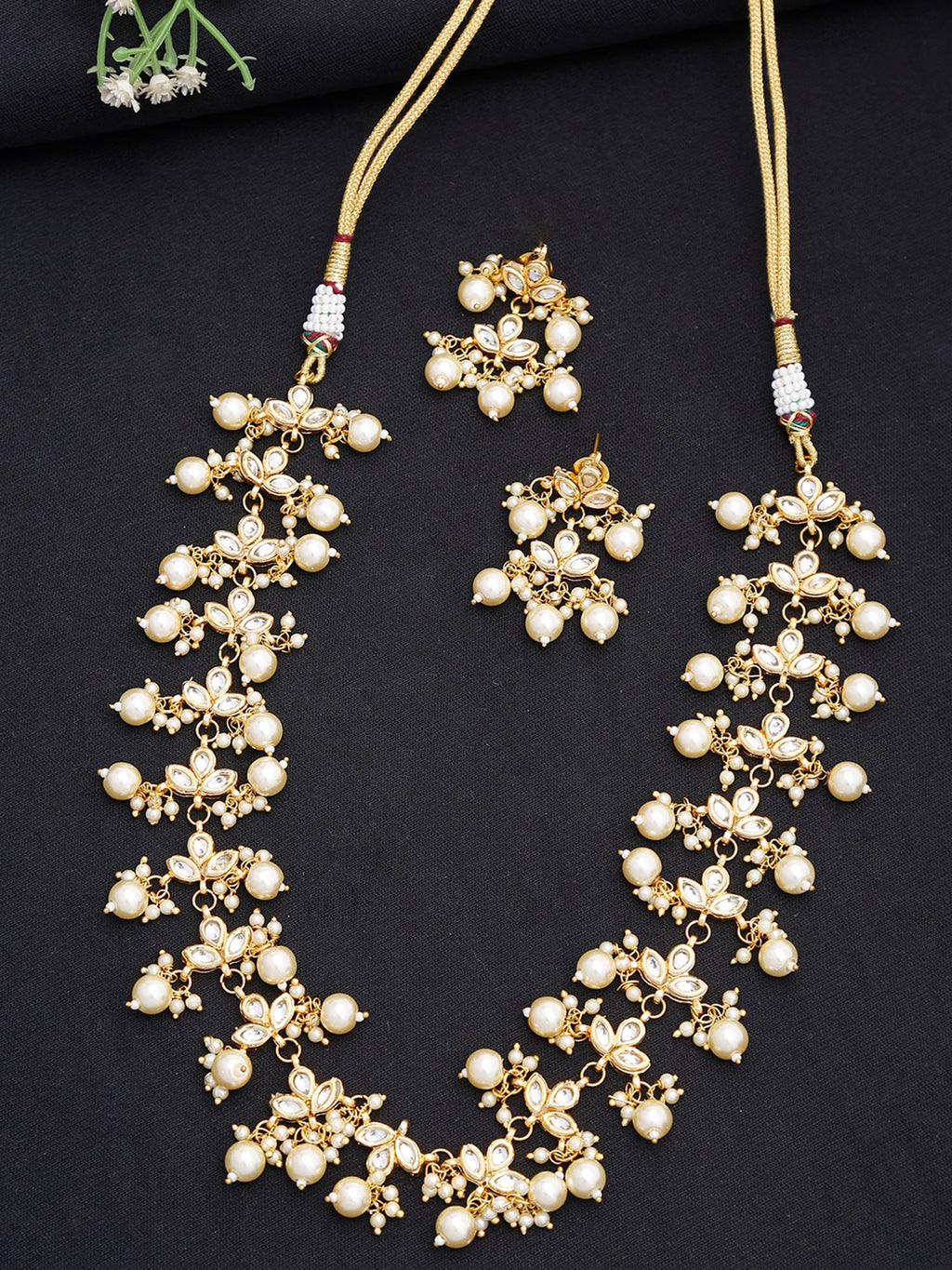 Kundan Neckpiece With Earrings - Ruby Raang