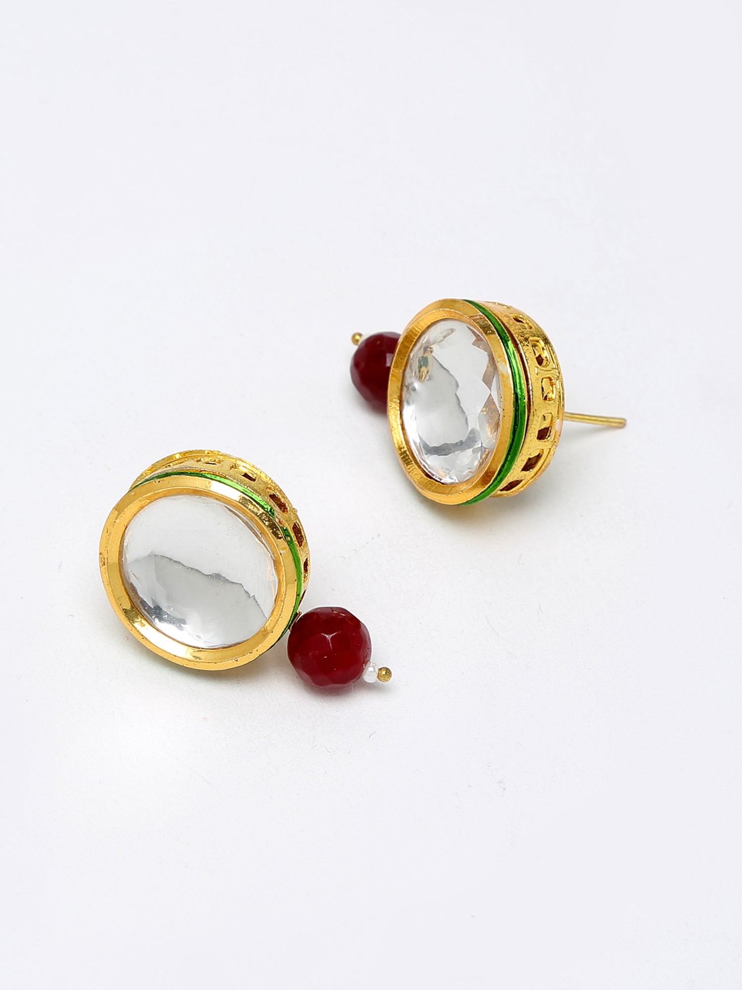 Kundan Neckpiece With Studs - Ruby Raang