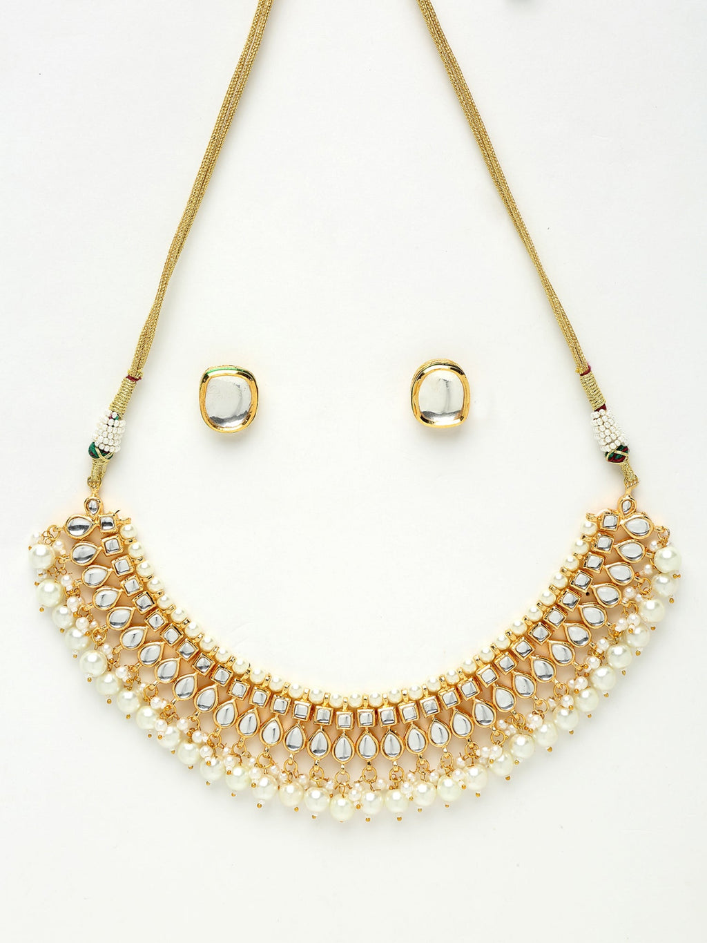 Kundan Choker With Pearls & Studs - Ruby Raang