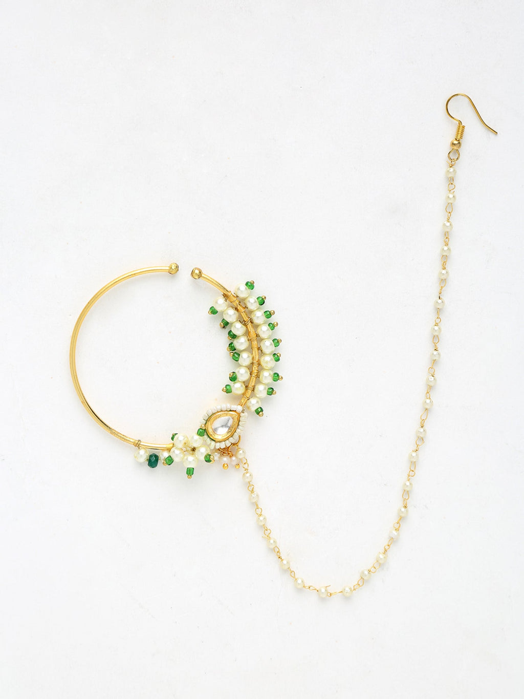 Maharani Kundan Nose Ring - Ruby Raang
