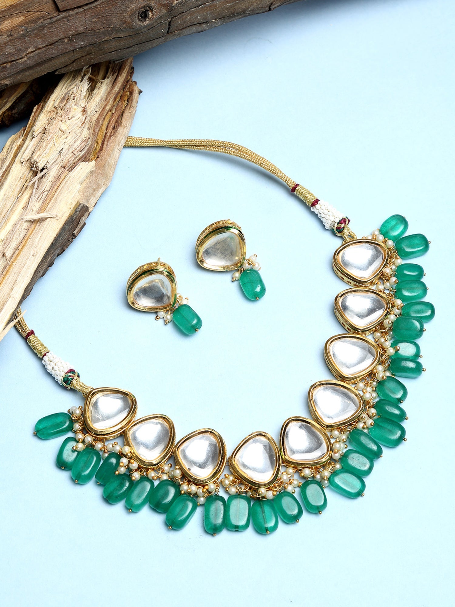Kundan Choker With Studs - Ruby Raang