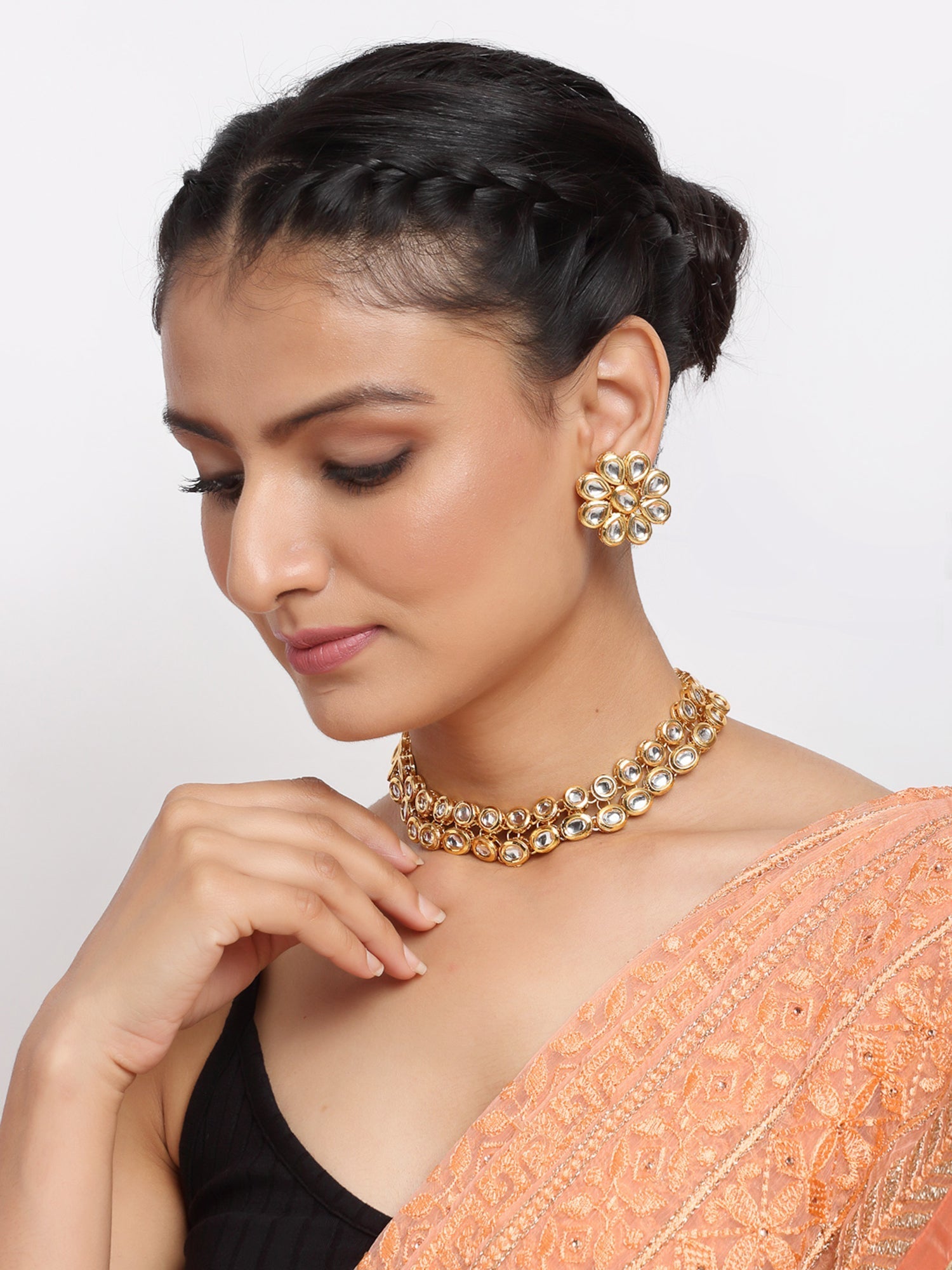 Kundan Choker With Studs - Ruby Raang (A380-58)