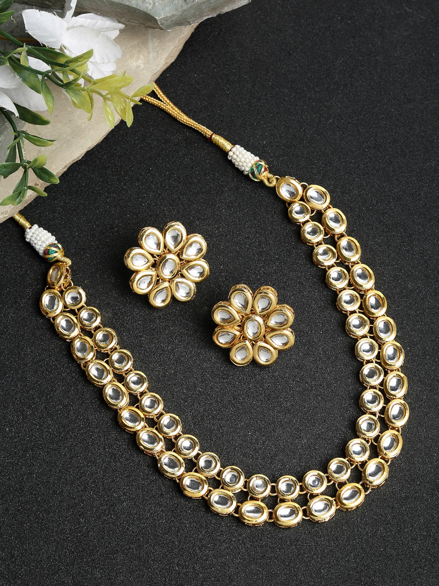 Kundan Choker With Studs - Ruby Raang (A380-58)