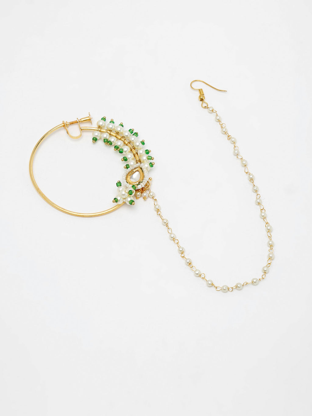 Maharani Kundan Nose Ring - Ruby Raang