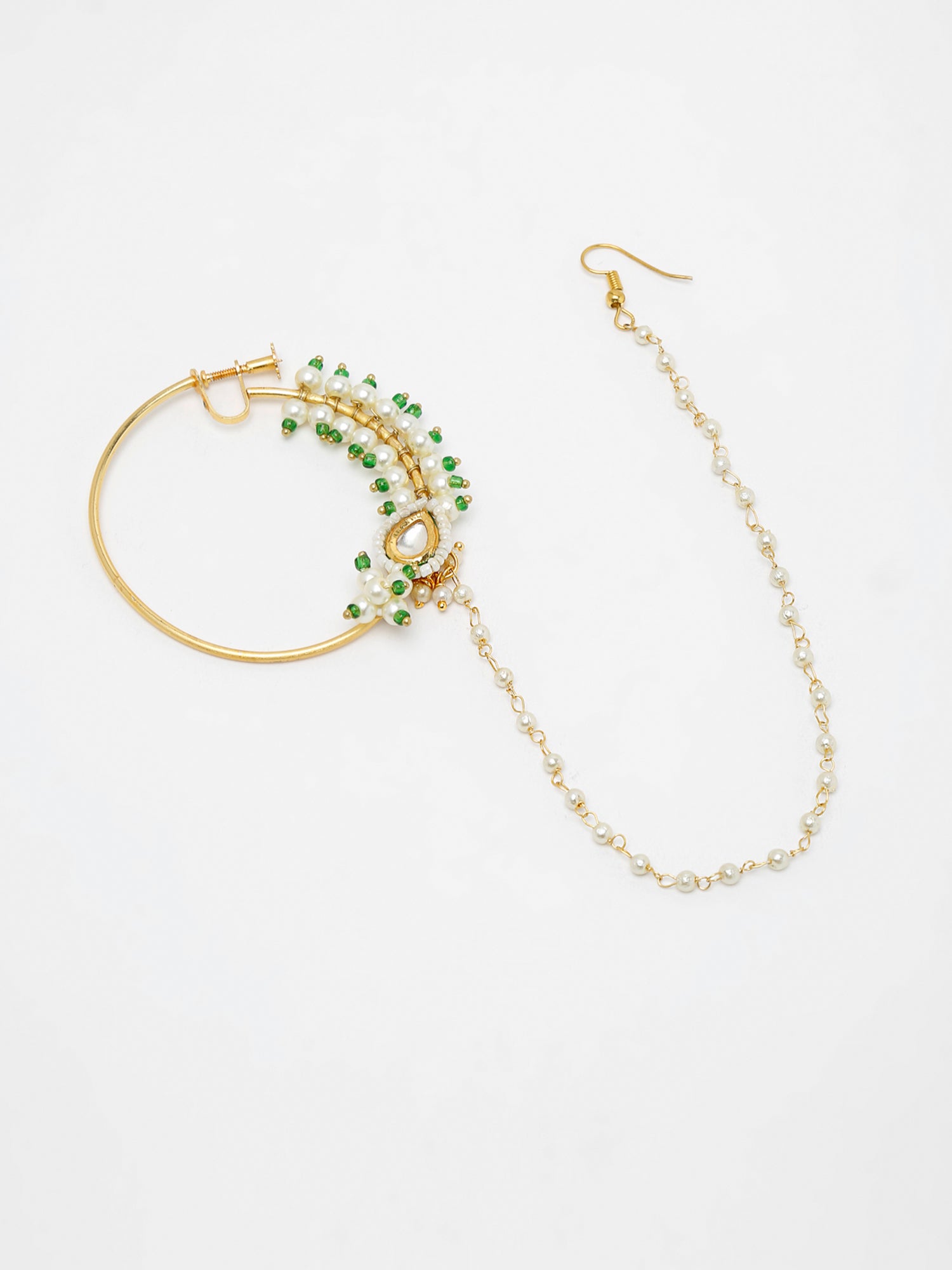 Maharani Kundan Nose Ring - Ruby Raang