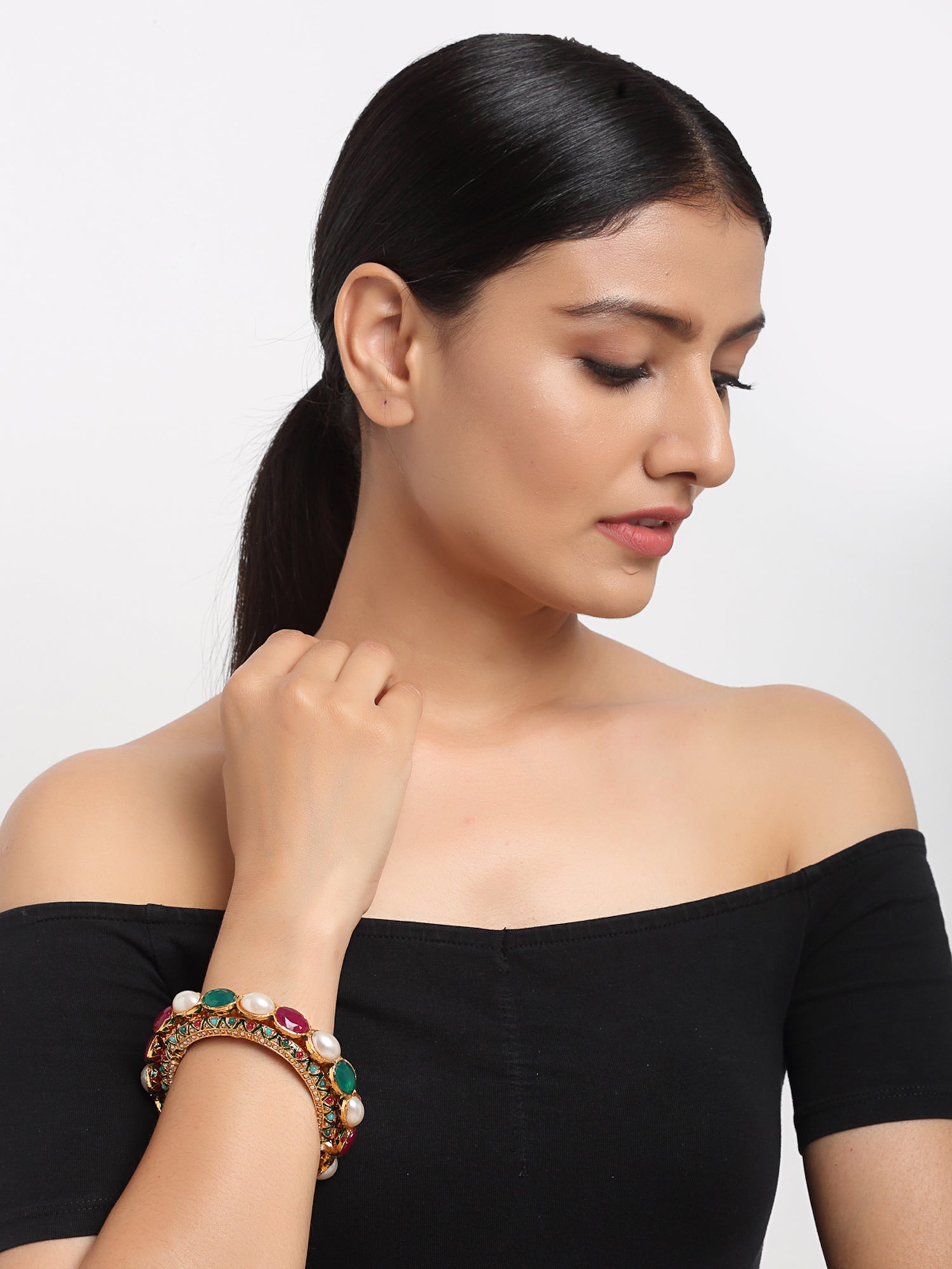 Multi Embellished Bangle - Ruby Raang