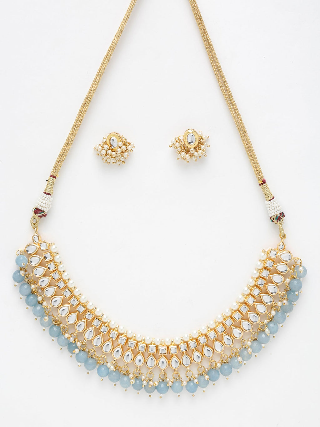 Stone Kundan Choker With Studs - Ruby Raang