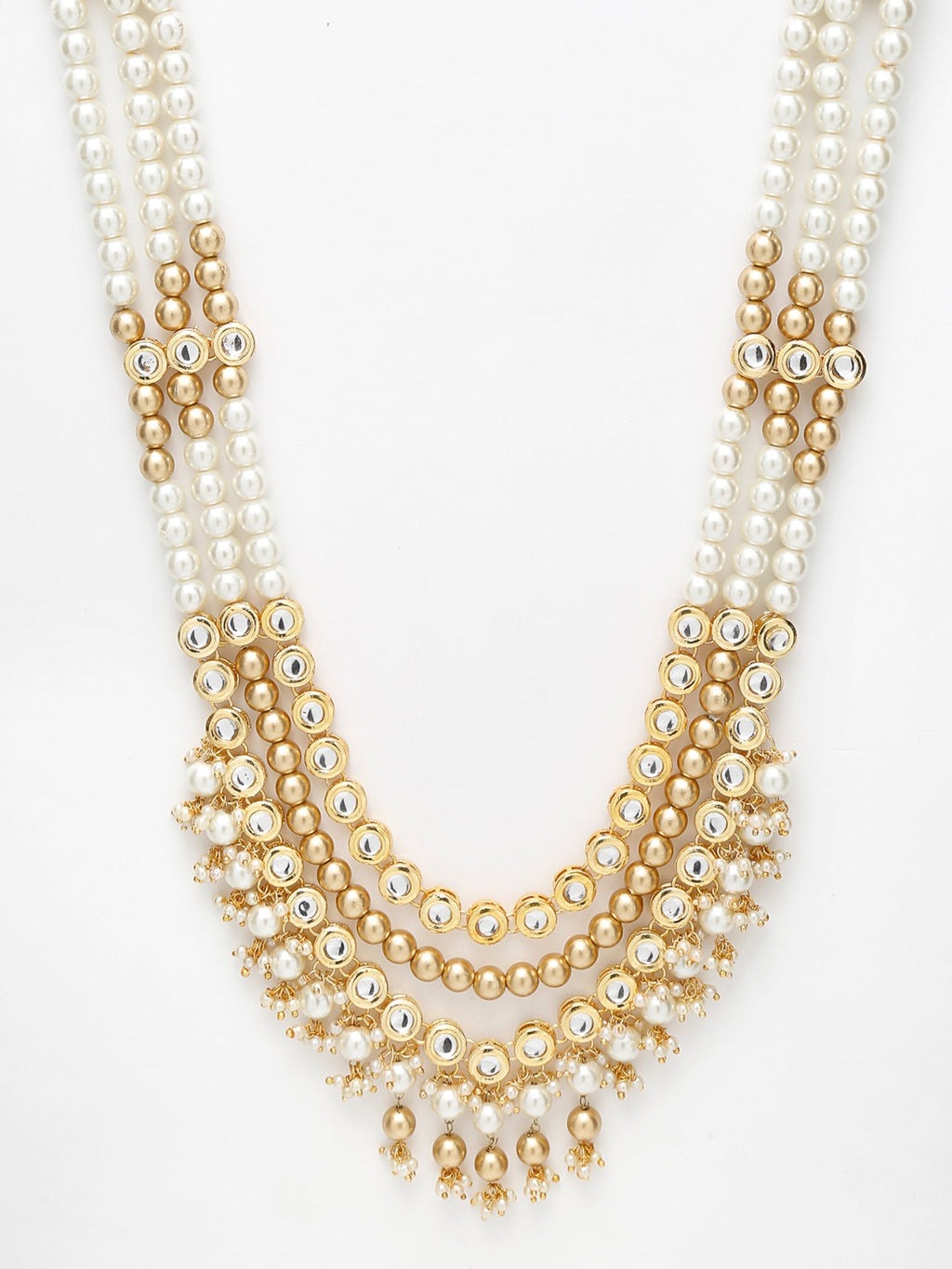 Gold-Polished And Kundan Neckpiece - Ruby Raang