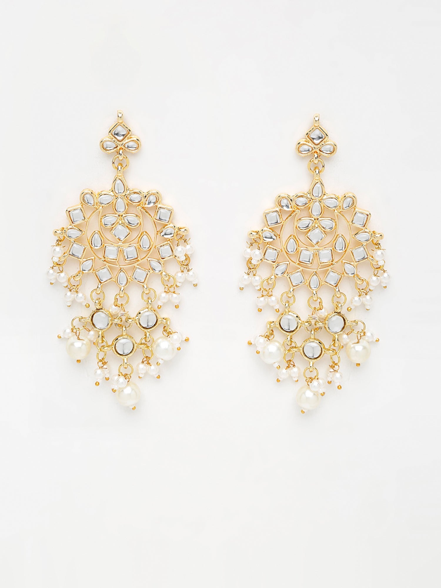 Kundan & Pearl Earrings - Ruby Raang