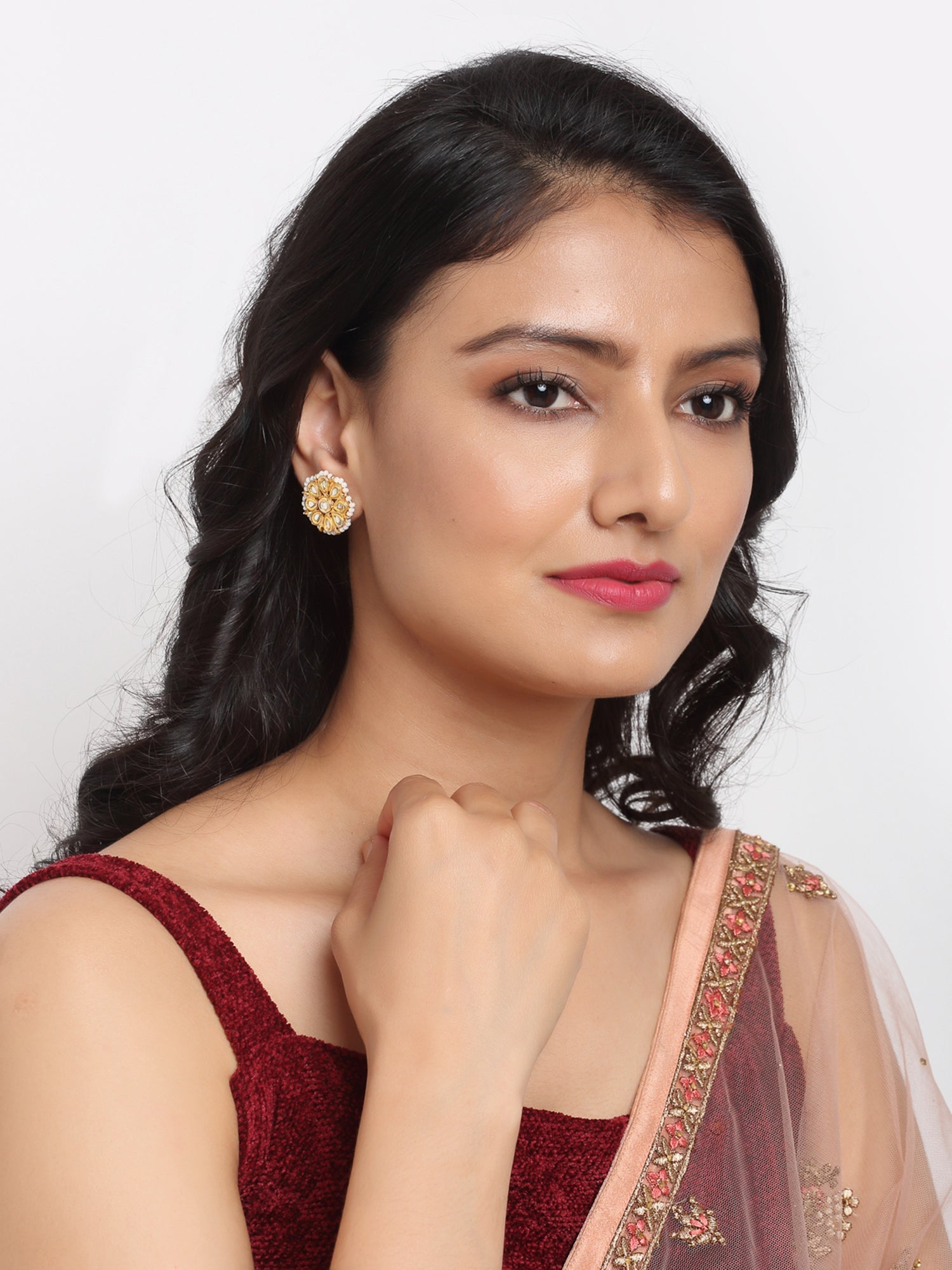 Kundan Studs - Ruby Raang
