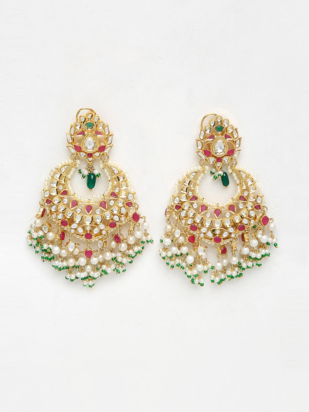 Kundan Multi Stone Earrings - Ruby Raang